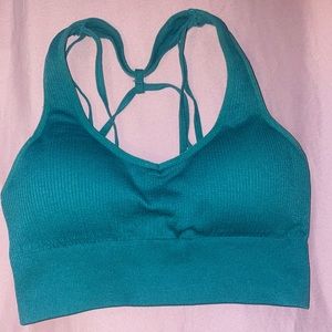 NVGTN GALAXY TEAL RIBBED SEAMLESS BRA